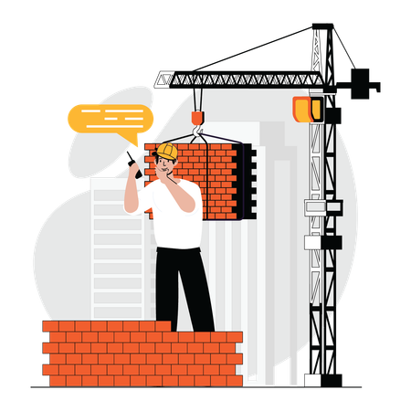 Construction engineer talking on phone  Illustration