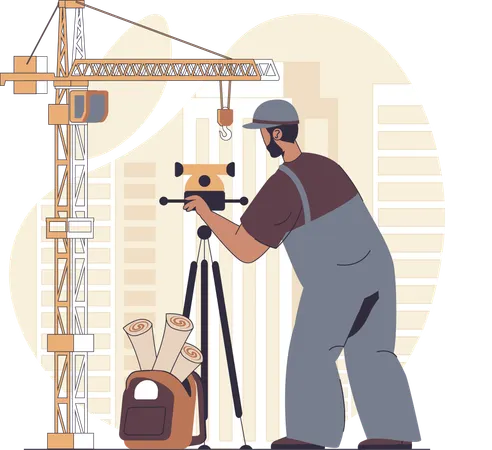 Construction engineer working on site  Illustration