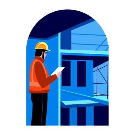 Construction manager working on site  Illustration