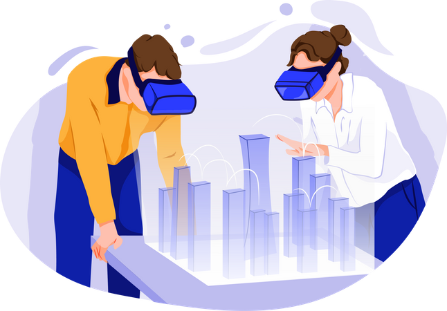 Construction Project model with vr technology  Illustration