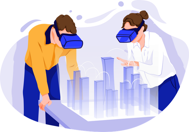 Construction Project model with vr technology  イラスト