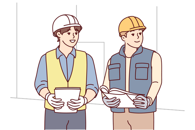 Construction team working together Illustration