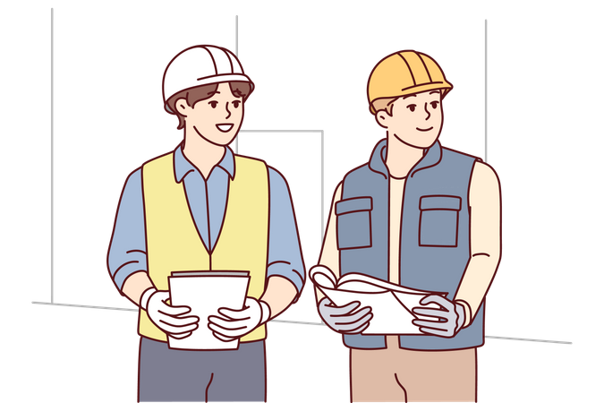 Construction team working together  Illustration