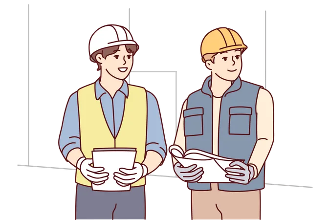 Construction team working together  Illustration