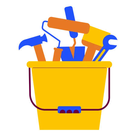 Construction tools bucket  Illustration