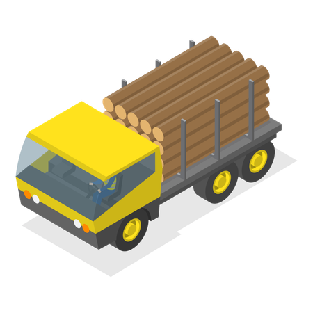 Construction truck carrying wood logs  Illustration