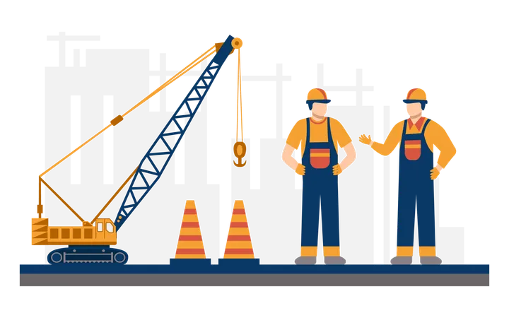 Construction worker at construction site  Illustration