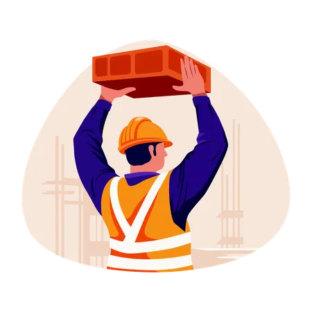 Construction worker carrying load  Illustration