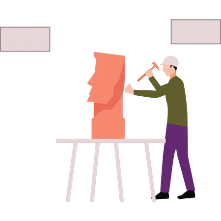 Construction worker is building cabinet  Illustration