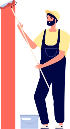 Construction Worker painting wall  Illustration