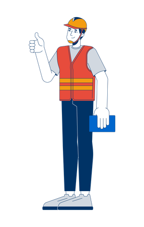 Construction worker showing thumb up  Illustration