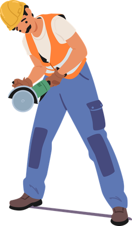 Construction Worker Wearing Orange Safety Vest  Illustration