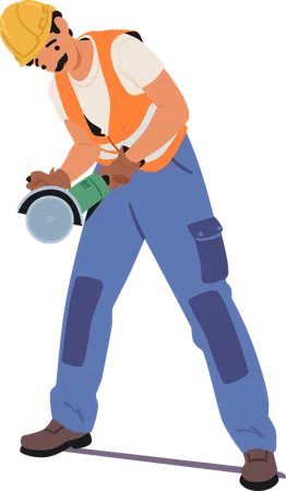 Construction Worker Wearing Orange Safety Vest  Illustration