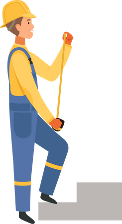Construction worker with measure tape  Illustration