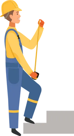Construction worker with measure tape Illustration