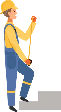 Construction worker with measure tape  Illustration