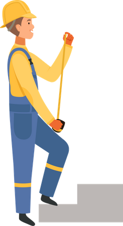 Construction worker with measure tape  イラスト