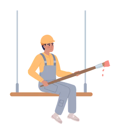 Construction worker with paint brush  Illustration