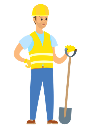 Construction worker with shovel  Illustration