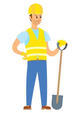 Construction worker with shovel  Illustration