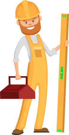 Construction worker with tools  Illustration