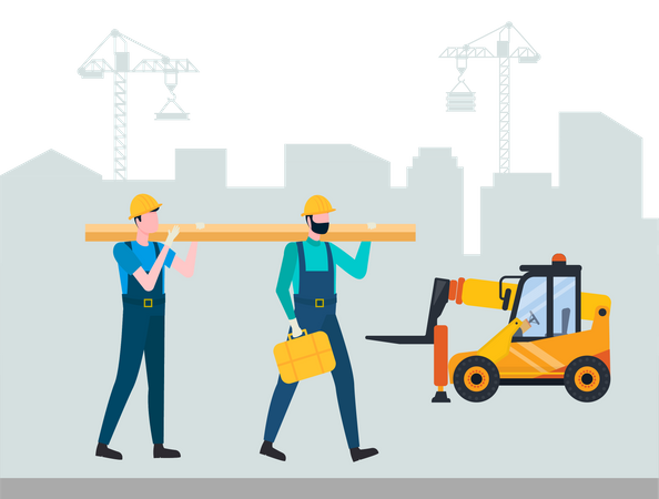 Construction worker working at construction site  Illustration