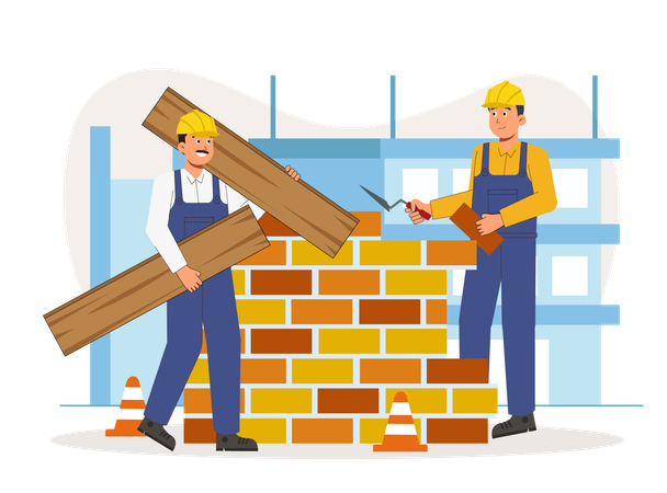 Construction worker working on construction site  Illustration