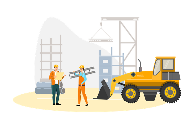 Construction worker working on project Illustration