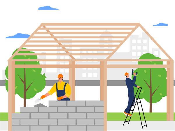 Construction Worker working on site Illustration