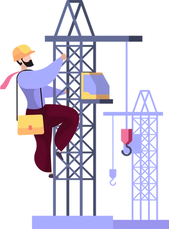 Construction worker working on site Illustration