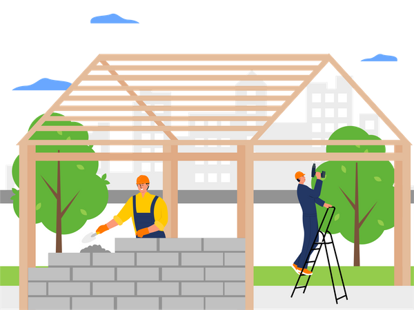 Construction Worker working on site  Illustration