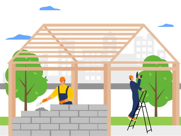 Construction Worker working on site  Illustration