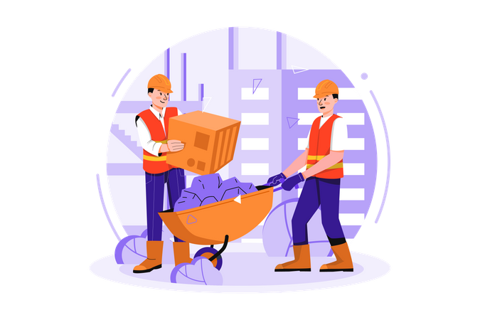 Construction worker working on the construction project  Illustration