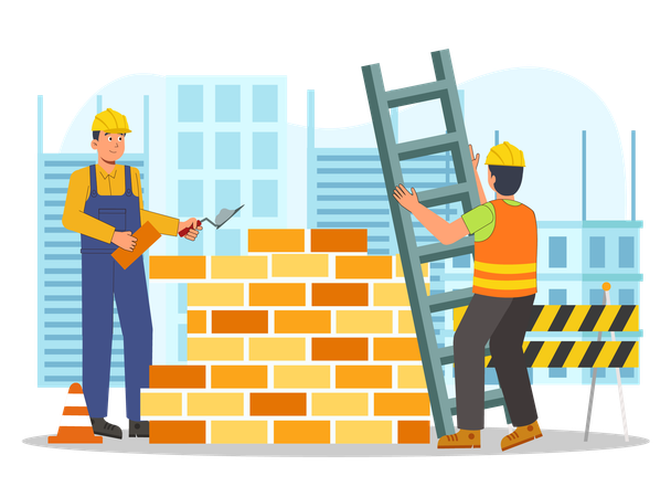 Construction worker working on the construction project  Illustration