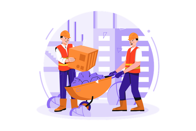 Construction worker working on the construction project  Illustration