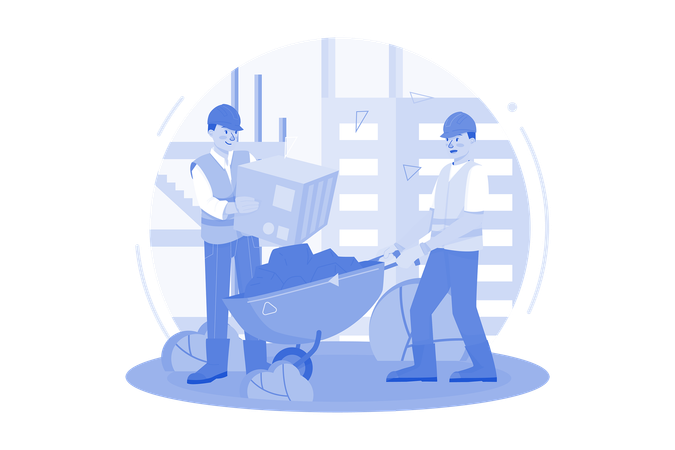 Construction Worker Working On The Construction Project  Illustration