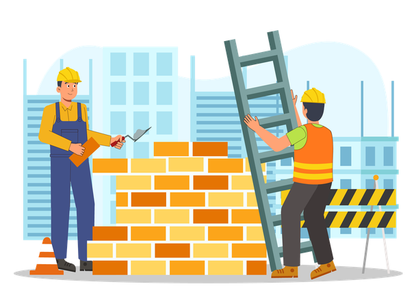 Construction worker working on the construction project  Illustration