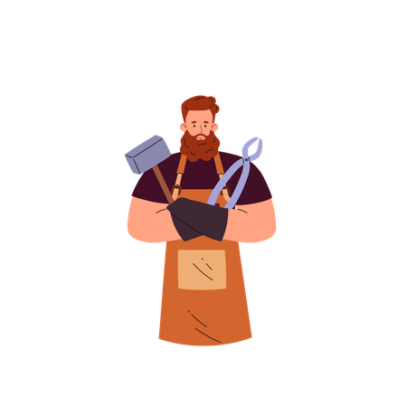 Construction worker working with tongs  Illustration