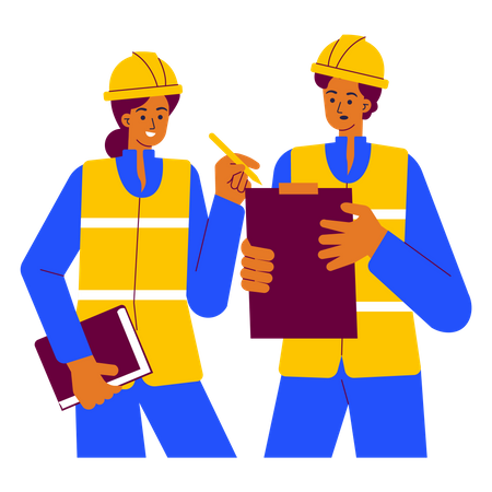 Construction workers discussing on project  Illustration