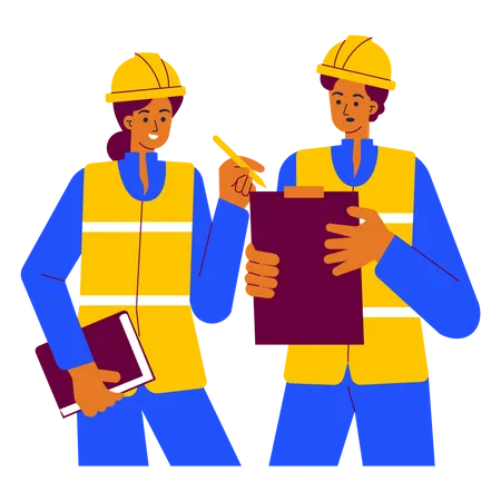 Construction workers discussing on project  Illustration