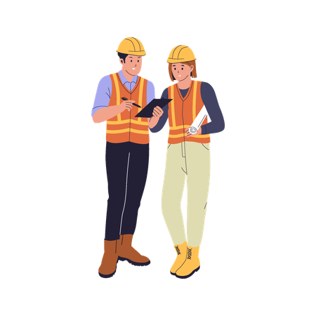 Construction Workers Discussing Plans  Illustration