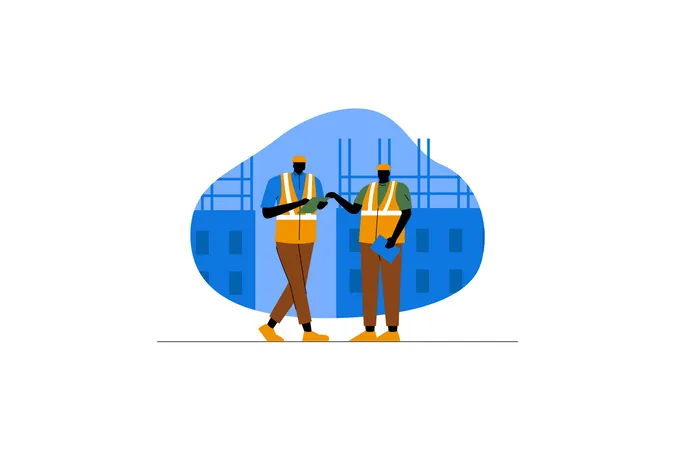 Construction workers having a discussion Illustration