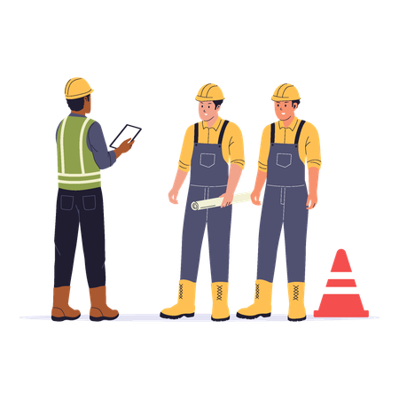 Construction Workers Team briefing  Illustration