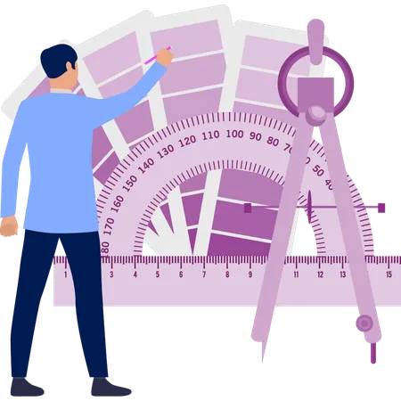 Constructor explaining designer equipment  Illustration