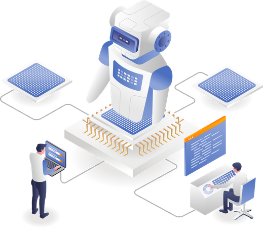 Construa robôs com chips de inteligência artificial  Ilustração