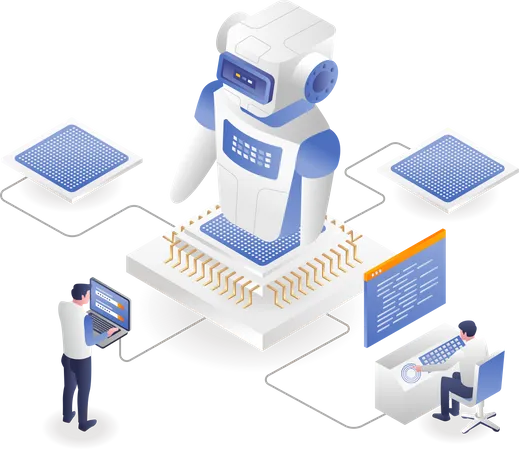 Construa robôs com chips de inteligência artificial  Ilustração