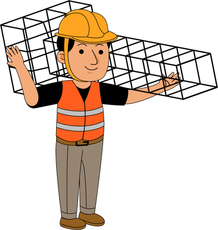 Construtor segurando fios de cimento  Illustration