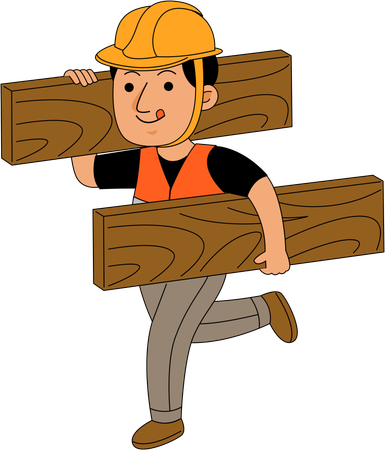 Construtor segurando pedaços de ladrilhos  Illustration