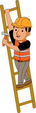 Construtor subindo na escada  Illustration