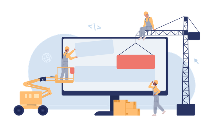 Construyendo un sitio web con máquinas  Illustration